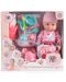 Пишкаща кукла Moni Toys - С розовo боди на точки и аксесоари, 36 cm - 2t