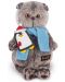 Плюшена играчка Budi Basa - Коте Басик, с шал с малък пингвин, 25 cm - 1t