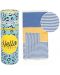 Памучна кърпа в кутия Hello Towels - Palermo, 100 х 180 cm, синьо-жълта - 1t