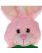 Плюшено зайче Tea Toys - Бени, 28 cm, с морков, розово - 2t