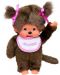 Плюшена играчка Monchhichi - Маймунка момиченце с розов лигавник, 20cm - 2t