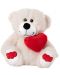 Плюшена играчка Амек Тойс - Мече бяло с червено сърце, 19 cm - 1t