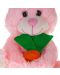 Плюшено зайче Tea Toys - Бени, 28 cm, с морков, розово - 3t