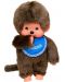 Плюшена играчка Monchhichi - Маймунка момче със син лигавник, 20cm - 2t