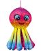 Плюшена играчка Амек Тойс - Цветен октопод, розов, 25 сm - 1t