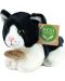 Плюшена играчка Rappa Еко приятели - Коте, черно и бяло, със звук, 15 cm - 1t