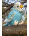 Плюшена играчка Rappa Еко приятели - Вълнист папагал, със звук, син, 11 cm - 3t