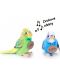 Плюшена играчка Rappa Еко приятели - Вълнист папагал, със звук, син, 11 cm - 2t