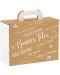 Подаръчна кутия Giftpack Bonnes Fêtes - Крафт и бяло, 25 cm - 1t