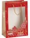 Подаръчна торбичка Giftpack Bonnes Fêtes - Червена, 29 cm, PVC прозорец - 1t