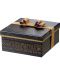 Подаръчна кутия Giftpack Savoureux - 21 х 21 х 9 cm, черно и мед, с панделка - 1t
