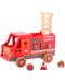 Дървена играчка Jouéco - Пожарна, сортер за форми - 1t
