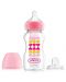 Преходно шише Dr. Brown's Wide-Neck Options+ - Pink Hearts, 270 ml - 1t