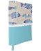 Рокля за книга (Текстилна подвързия с копче): Риби, синя основа, дантела - 6t