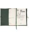 Рокля за книга (Текстилна подвързия с копче): Зелени сърца, зелена основа, дантела - 8t