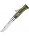 Сгъваем нож Opinel Inox - №8, с кожена връзка, каки - 1t
