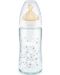 Стъклено шише с каучуков биберон Nuk - First Choice, TC, 240 ml, бяло - 1t