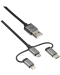 Кабел Trust - 3-in-1, microUSB/ USB-C/Lightning, 1m, черен - 7t