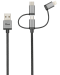 Кабел Trust - 3-in-1, microUSB/ USB-C/Lightning, 1m, черен - 1t