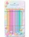 Цветни моливи Faber-Castell Sparkle - 12 пастелни цвята, метална кутия - 1t