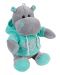 Плюшена играчка Morgenroth Plusch - Хипопотам със син суитчър, 38 cm - 1t