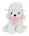 Плюшена играчка Morgenroth Plusch - Кученце Пудел, бяло с розова кърпа, 20 cm - 1t