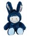 Плюшена играчка Morgenroth Plusch - Тъмно синьо магаренце със синя кърпа, 38 cm - 1t