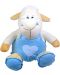 Плюшена играчка Morgenroth Plusch – Овчица с блестящи очи и син гащеризон, 90 cm - 1t