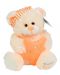 Плюшена играчка Morgenroth Plusch - Мечок с бляскави очи, шапчица и оранжева звезда, 46 cm - 1t