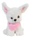 Плюшена играчка Morgenroth Plusch - Кученце Чихуахуа, бяло с розова кърпа, 22 cm - 1t