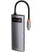 USB хъб Baseus - Metal Gleam, 5 порта, USB-C, сив - 1t