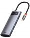 USB хъб Baseus - Metal Gleam, 5 порта, USB-C, сив - 2t