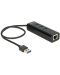 USB хъб Delock - 62653, 3 порта, USB3.0, RJ45, черен - 1t