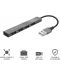 USB хъб Trust - Halyx Mini, 4-порта, USB-A, сив - 6t