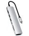 USB хъб Satechi - Aluminium Slim Multiport, 7 порта, USB-C, сребрист - 1t