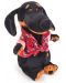 Плюшена играчка Budi Basa - Кученце Ваксон, с карирана риза, 29 cm - 1t