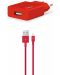 Зарядно устройство ttec - SmartCharger, USB-A, кабел Lightning, червено - 1t