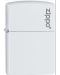 Запалка Zippo - бяла, матирана, гравирано лого - 1t