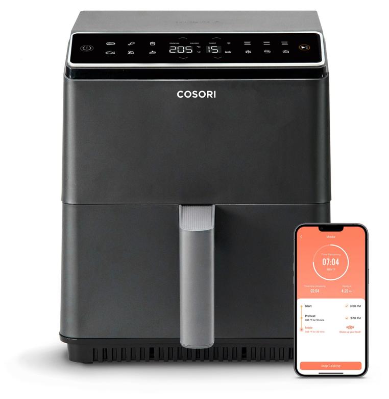 Фритюрник с горещ въздух Cosori - Dual Blaze XXXL, 1700W, 6.4 l, черен