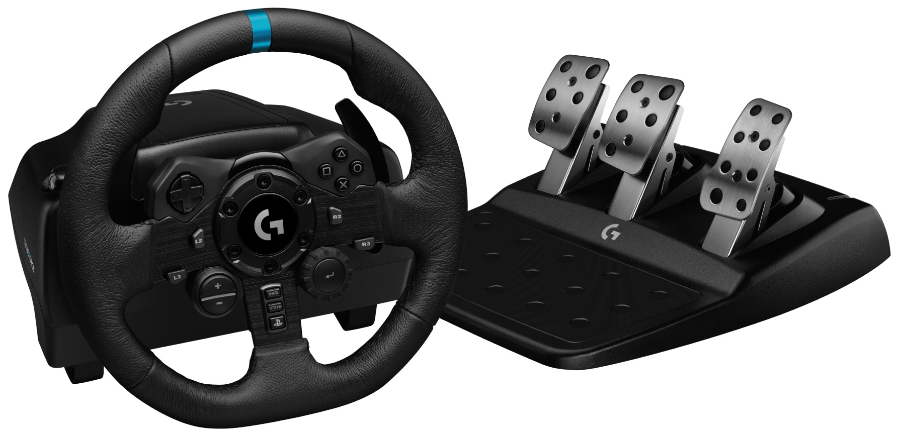 Волан с педали Logitech - G923, PS4/PS5/PC, черен
