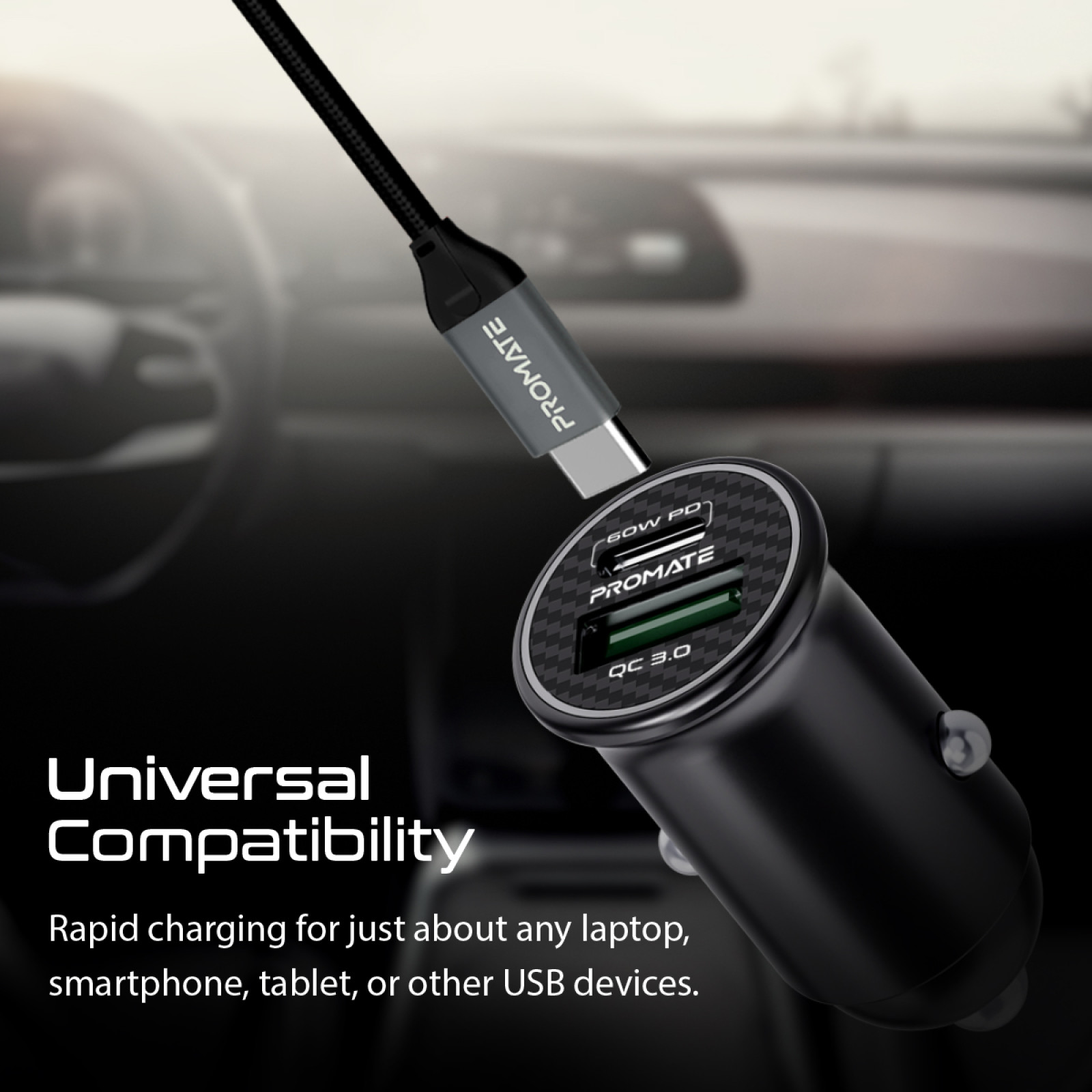   Car charger ProMate Bullet-PD60 60W black