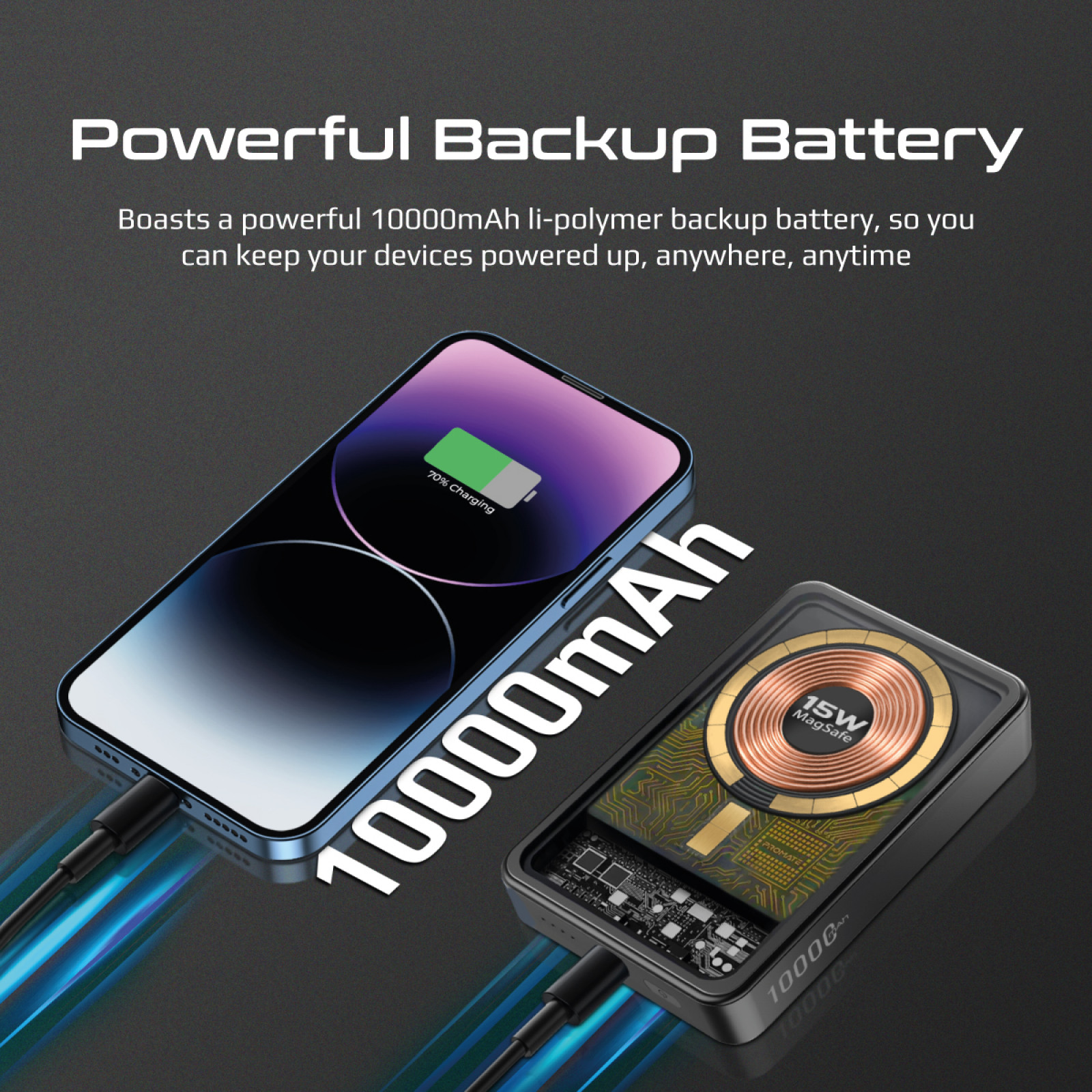   Portable battery ProMate LucidPack-10 MagSafe 10,000mAh transparent