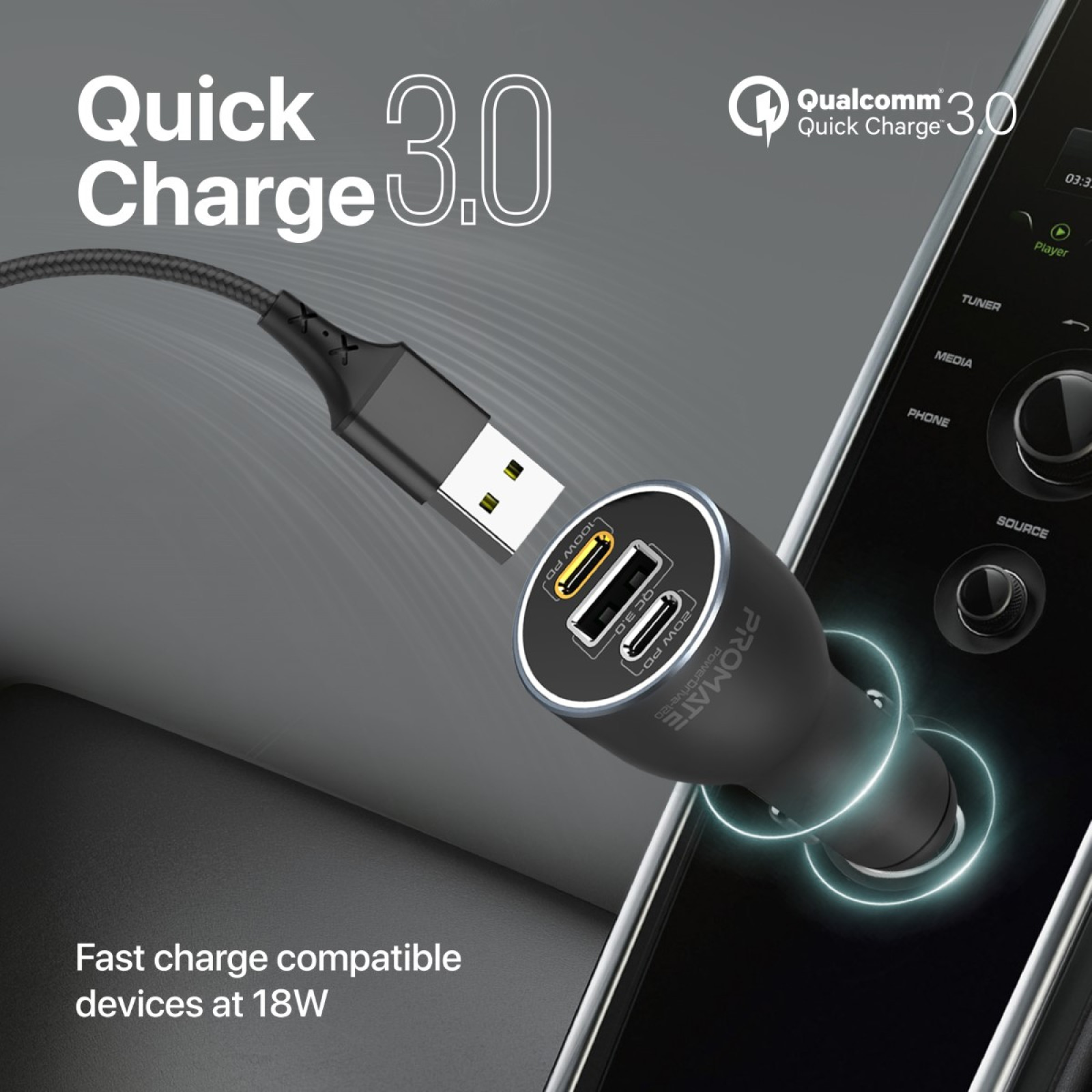 Car charger ProMate PowerDrive-120 120W black