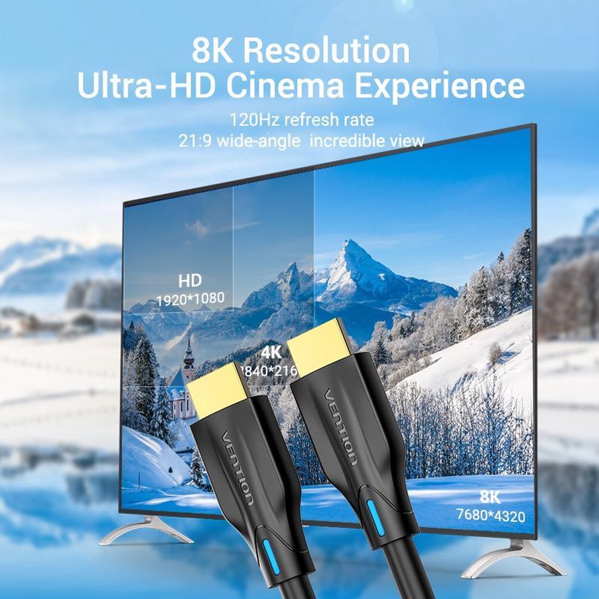 Cable Vention AANBF HDMI/HDMI 8K Dolby Vision HDR 1m