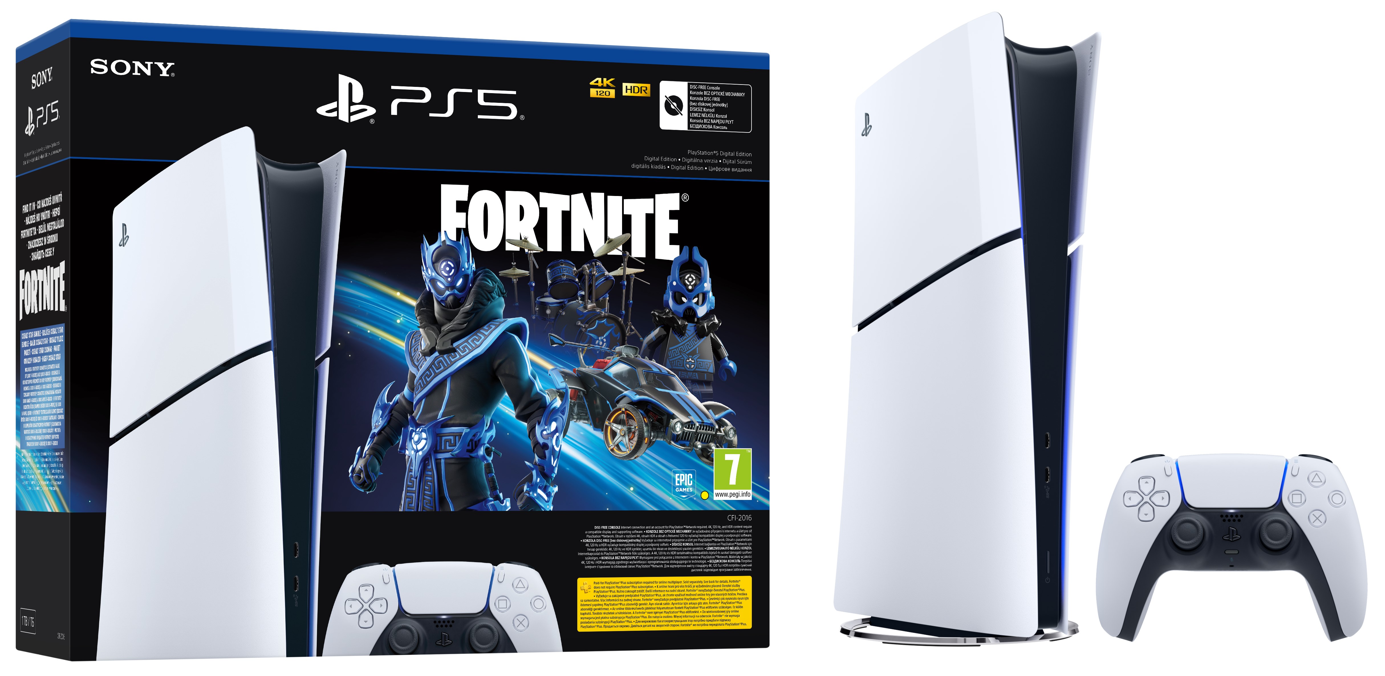 Конзола PlayStation 5 (Slim) - Digital Edition - Fortnite Cobalt Star Bundle