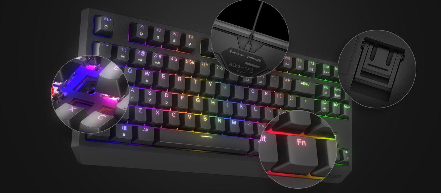 Genesis - Thor 230 TKL, Outemu Red, RGB, Anchor Gray Positive