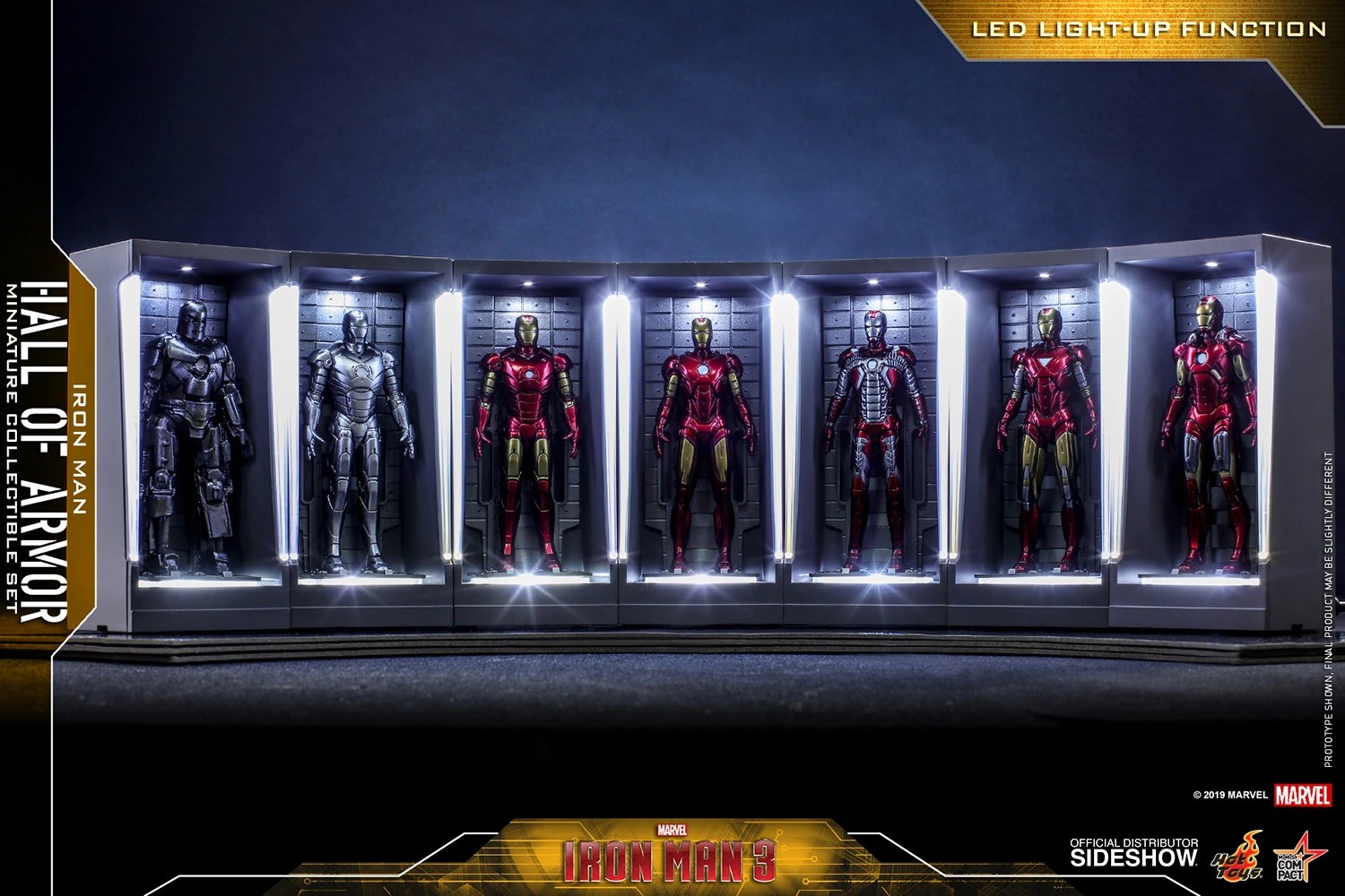 Комплект фигури Hot Toys Marvel Iron Man Hall of Armor, 7 бр