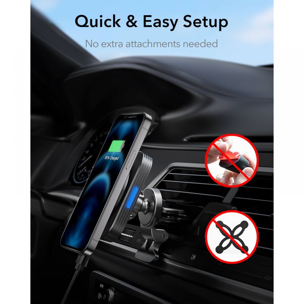  Car holder and charger ESR HaloLock MagSafe, Air Vent Black