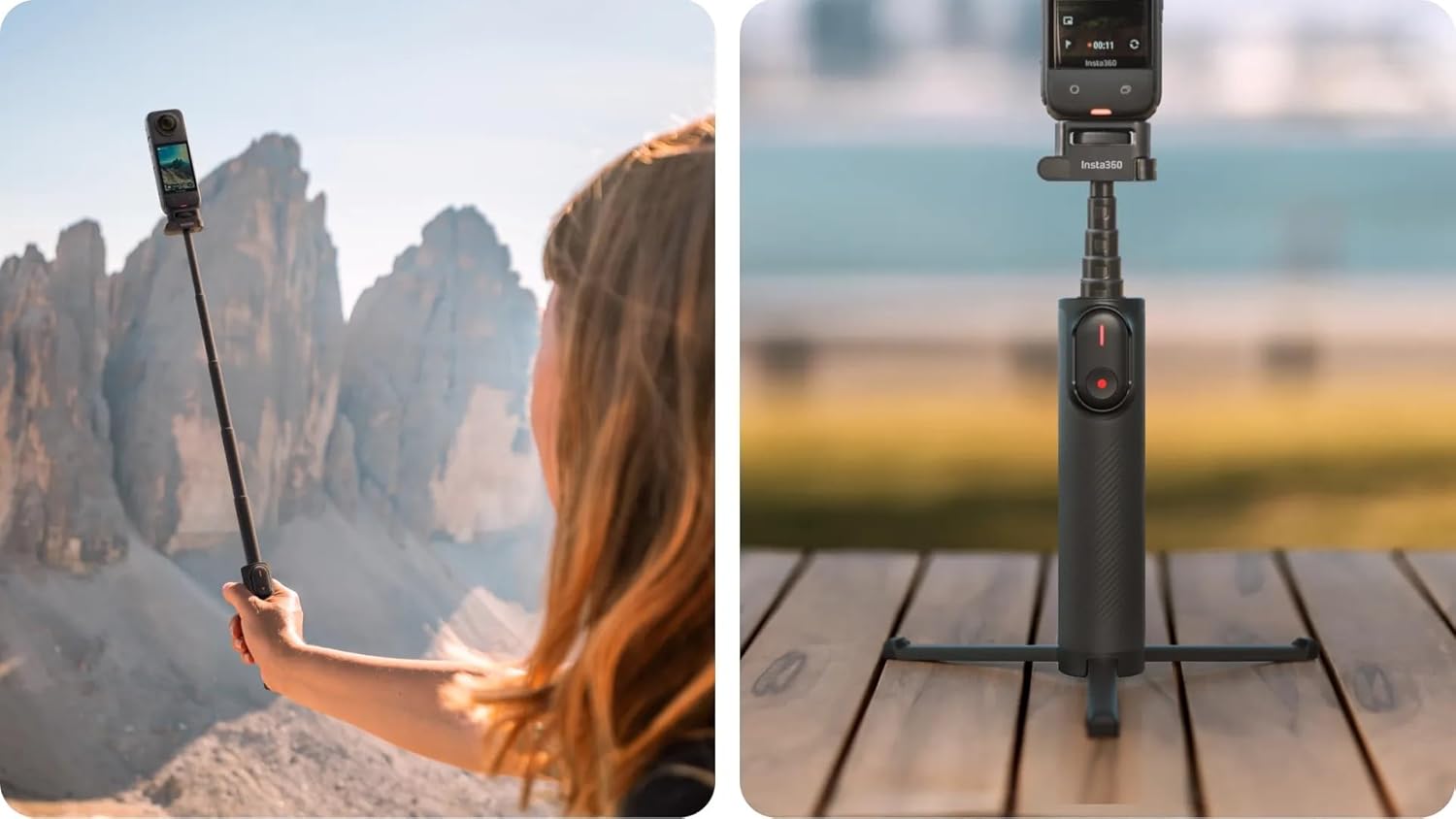 Foldable 2-1 selfie stick remote Kit