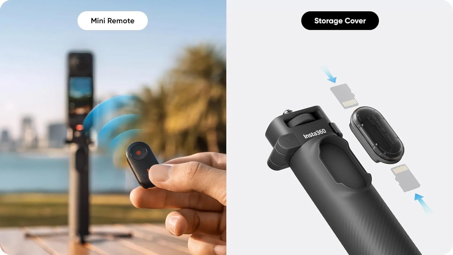 Insta360 - Foldable 2-1 selfie stick Remote Kit